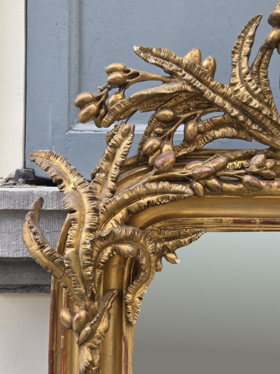 Fireplace Mirror In Wood And Gilded Stucco, 19th-photo-3