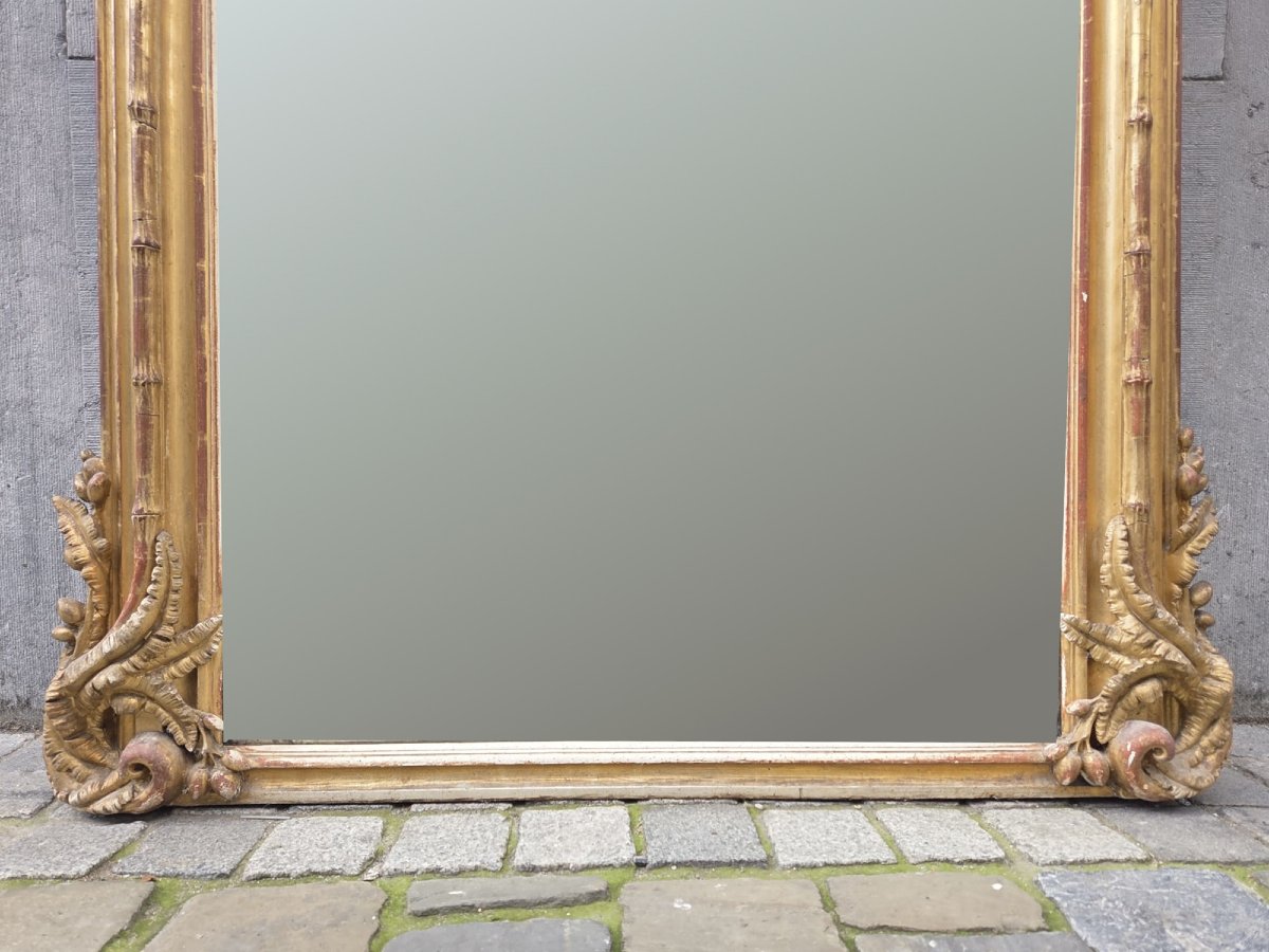 Fireplace Mirror In Wood And Gilded Stucco, 19th-photo-3