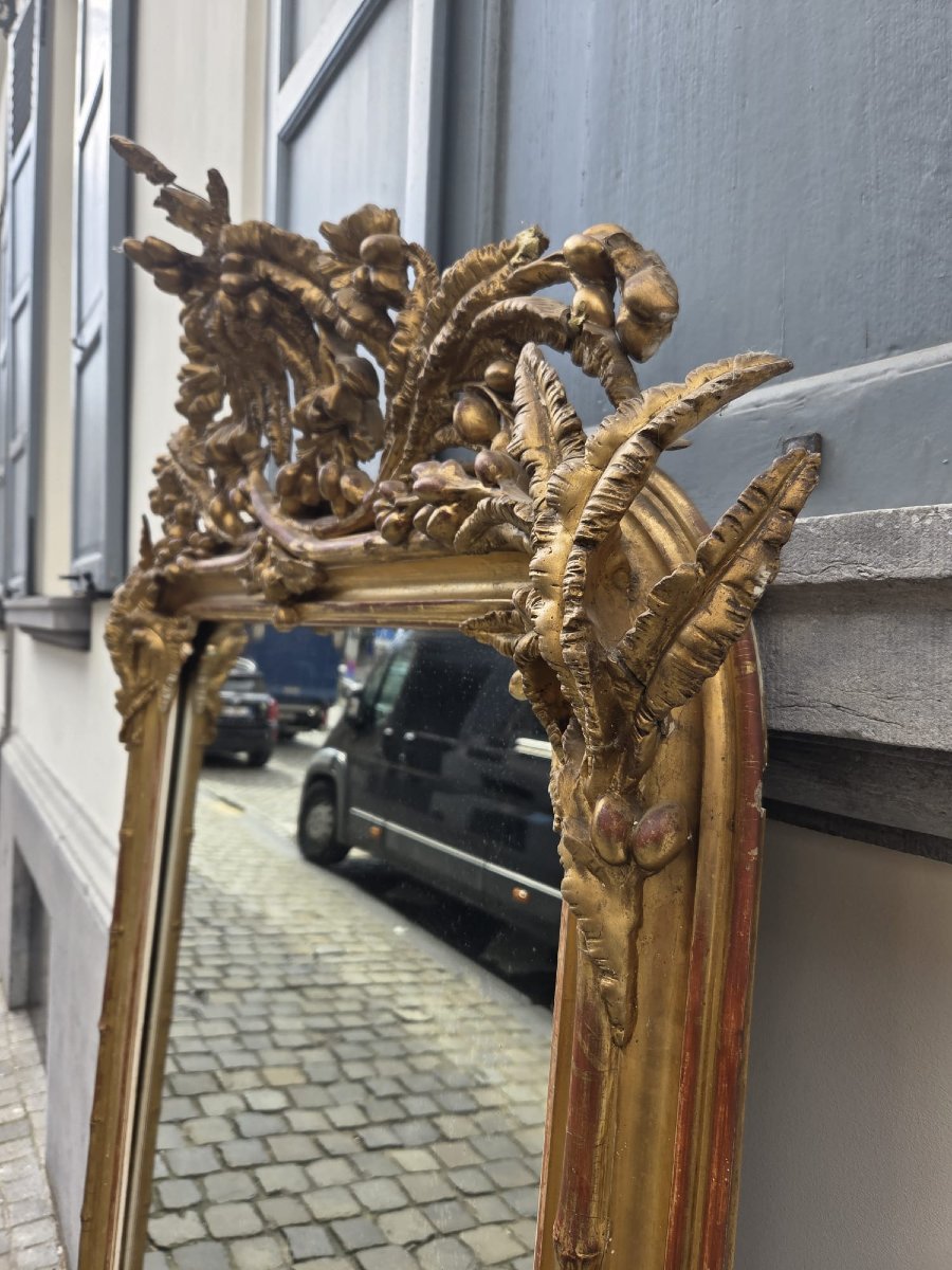 Fireplace Mirror In Wood And Gilded Stucco, 19th-photo-4
