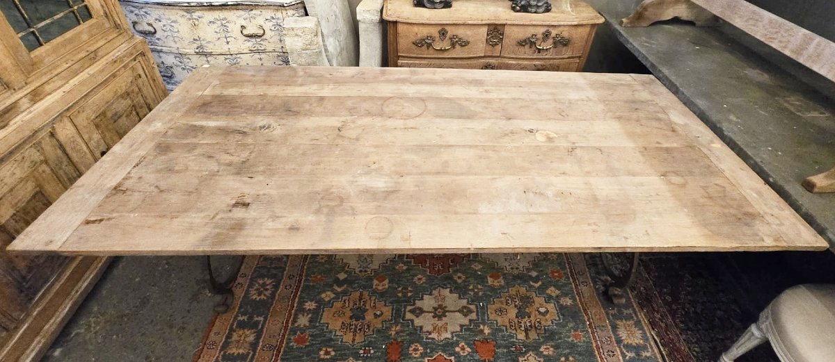 Riveted Wrought Iron Table With Teak Top-photo-7