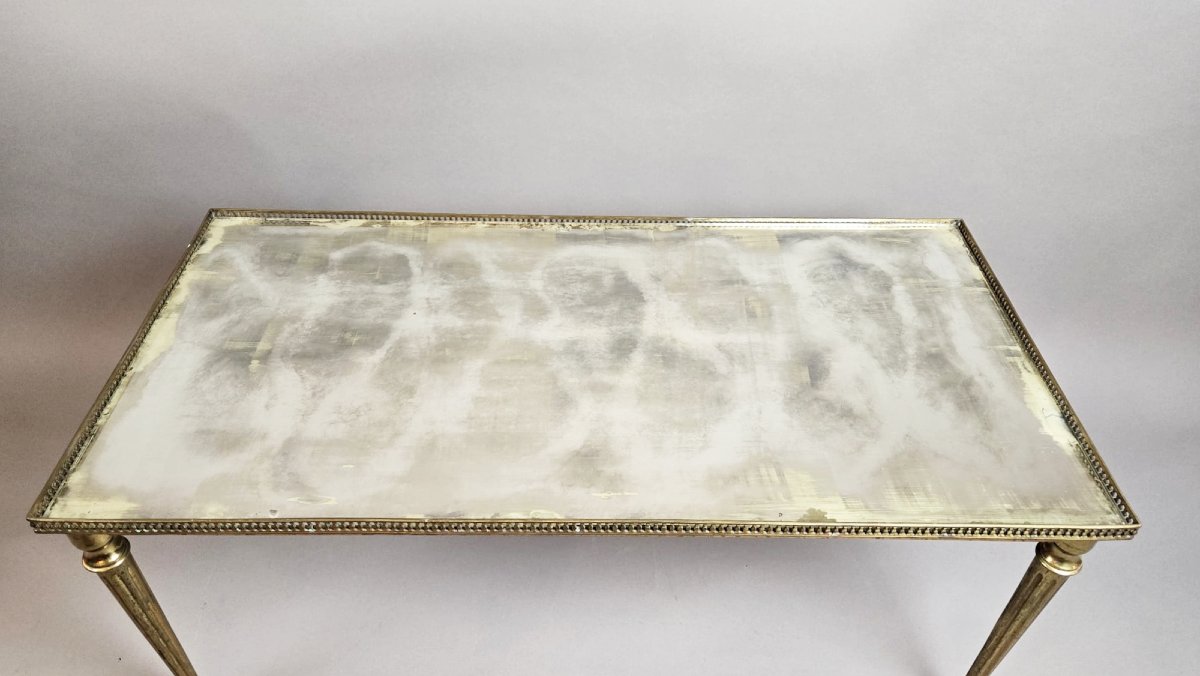 Table basse rectangulaire en laiton doré-photo-3