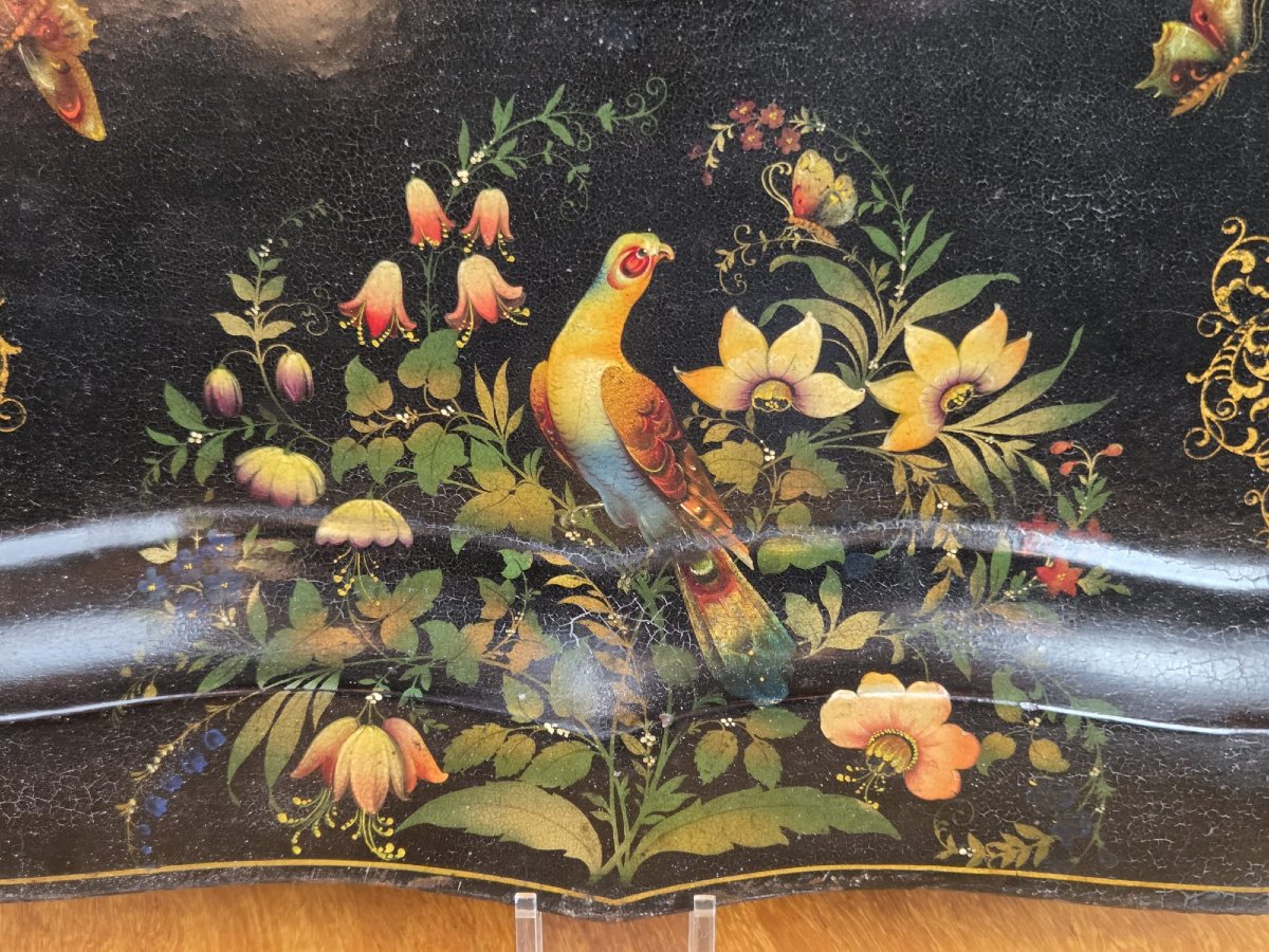 Napoleon III Period Tray In Painted Sheet Metal-photo-3