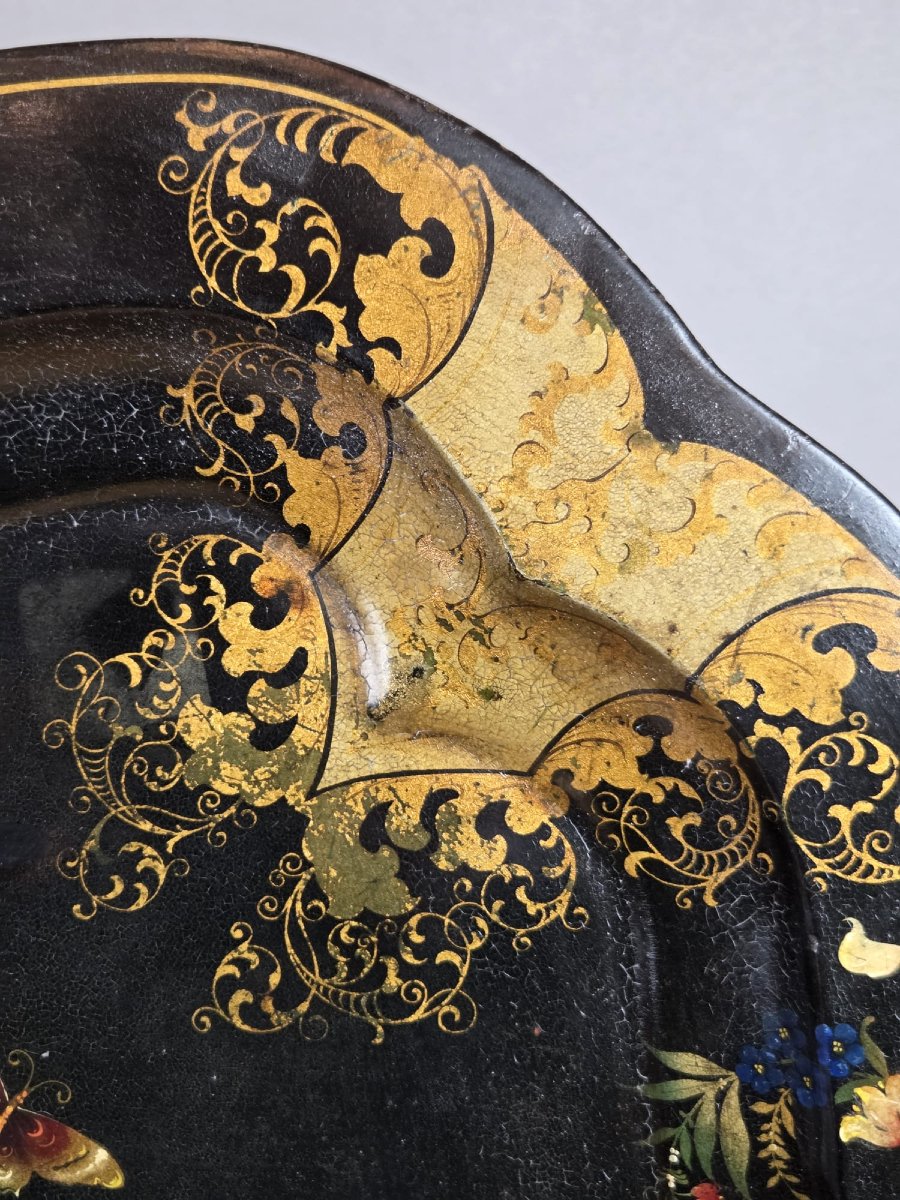 Napoleon III Period Tray In Painted Sheet Metal-photo-4