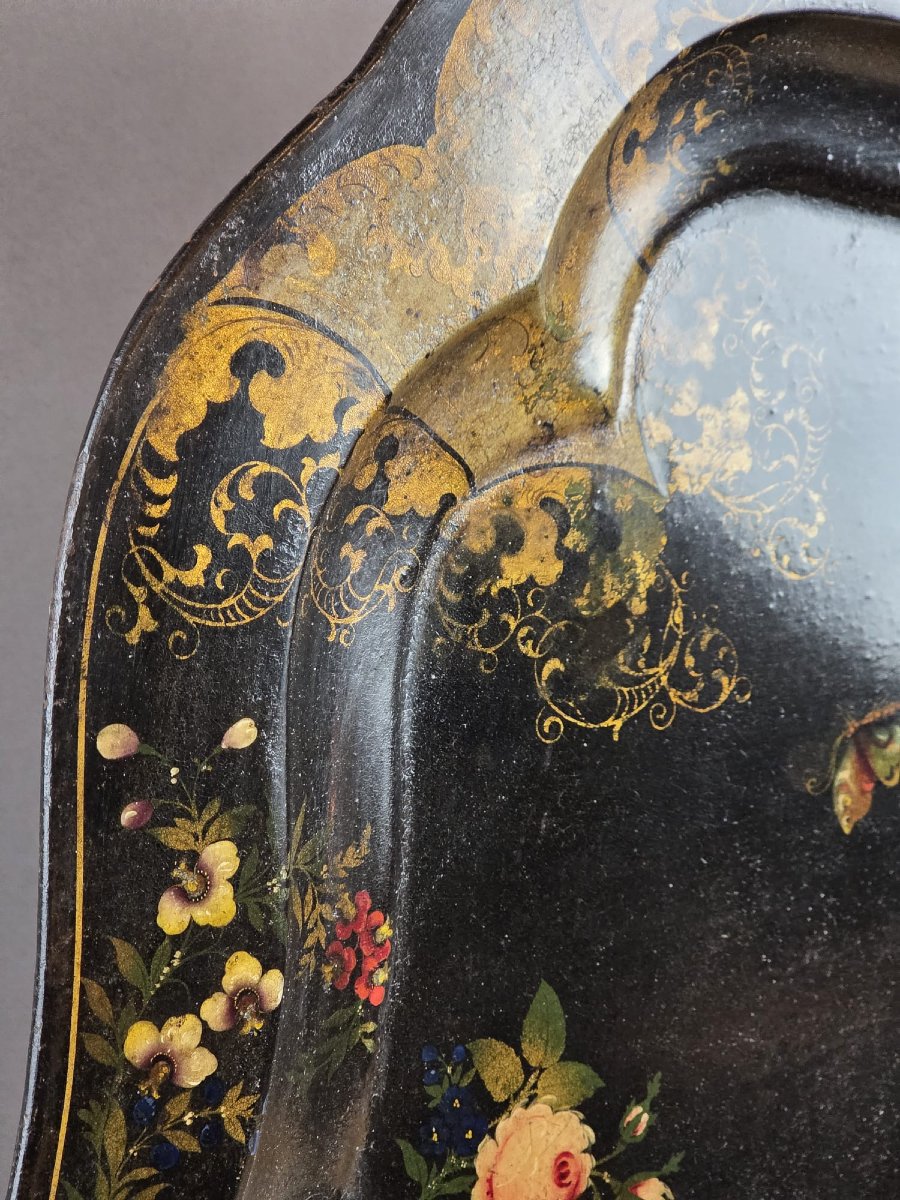 Napoleon III Period Tray In Painted Sheet Metal-photo-2