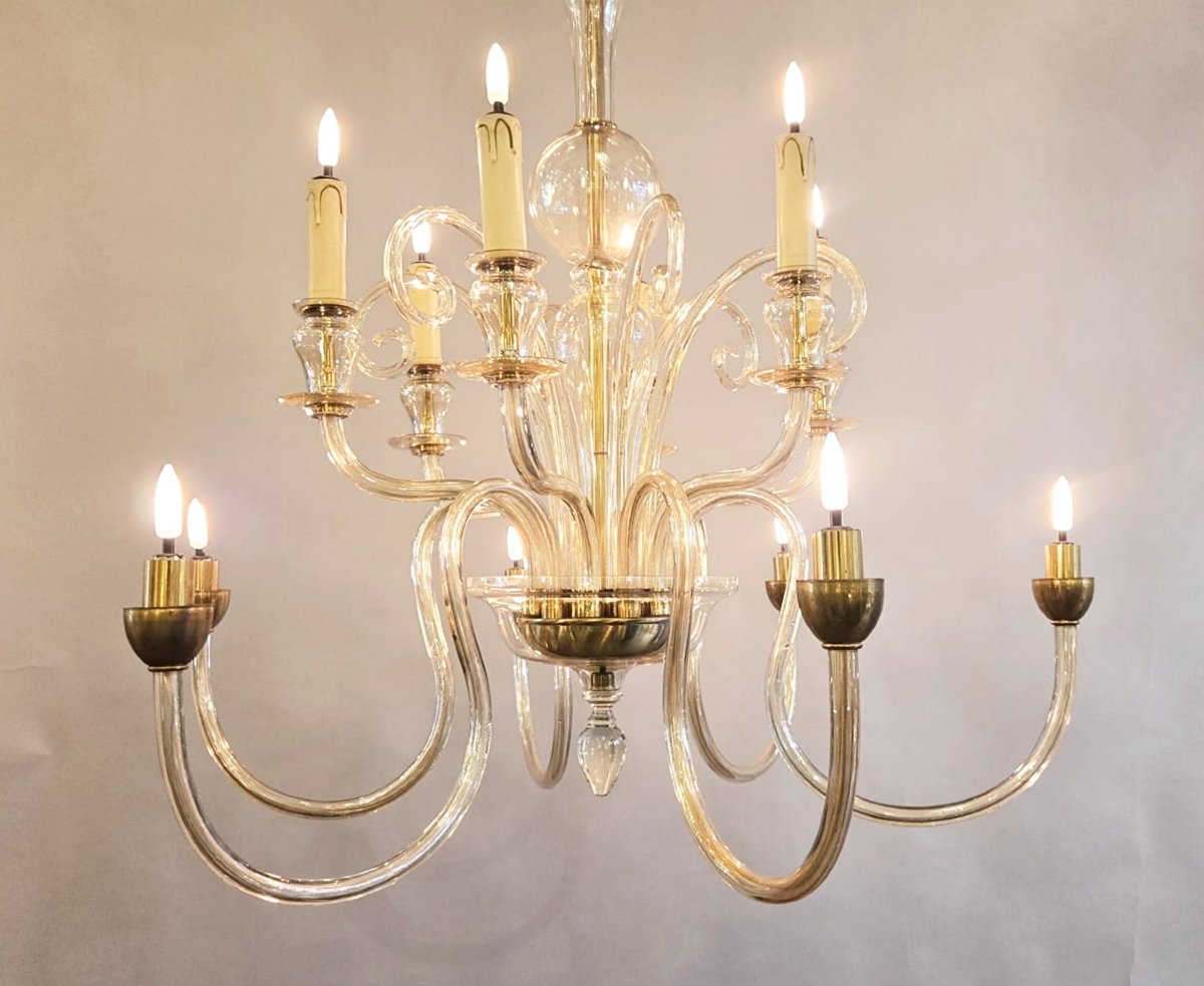 Lustre Murano à 12 bras et volutes-photo-1