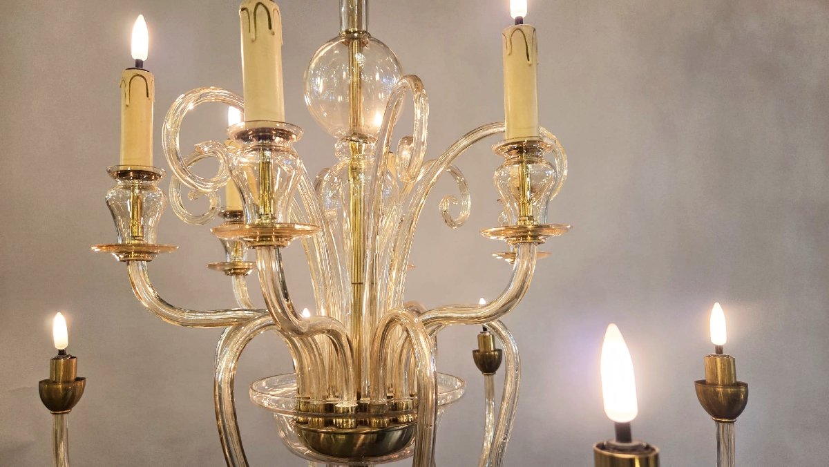 Lustre Murano à 12 bras et volutes-photo-6