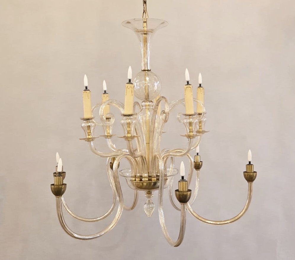 Lustre Murano à 12 bras et volutes-photo-7