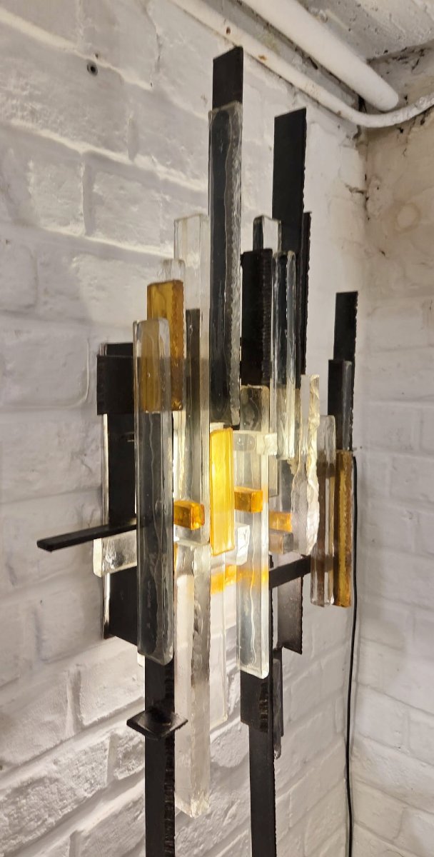 Applique en verre coloré et métal, Italie vers 1960-photo-2