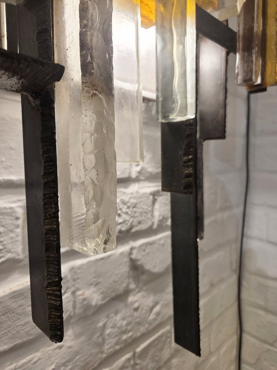 Applique en verre coloré et métal, Italie vers 1960-photo-1