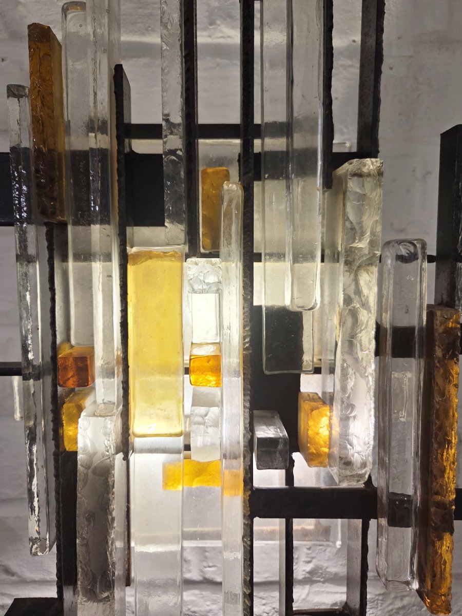 Applique en verre coloré et métal, Italie vers 1960-photo-3