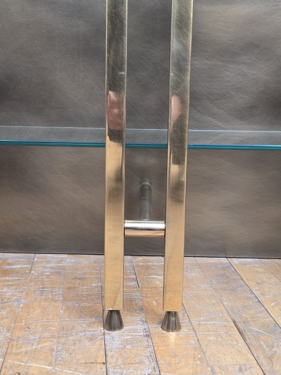 Etagère moderniste, en cuivre et laiton, vers 1970-photo-2