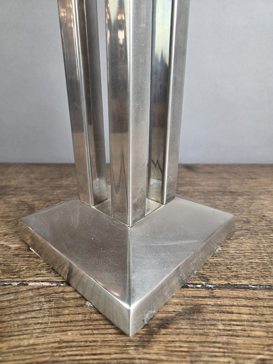 Willy Rizo (in The Style Of) Chrome-plated Metal Lamp, Circa 1970-photo-1