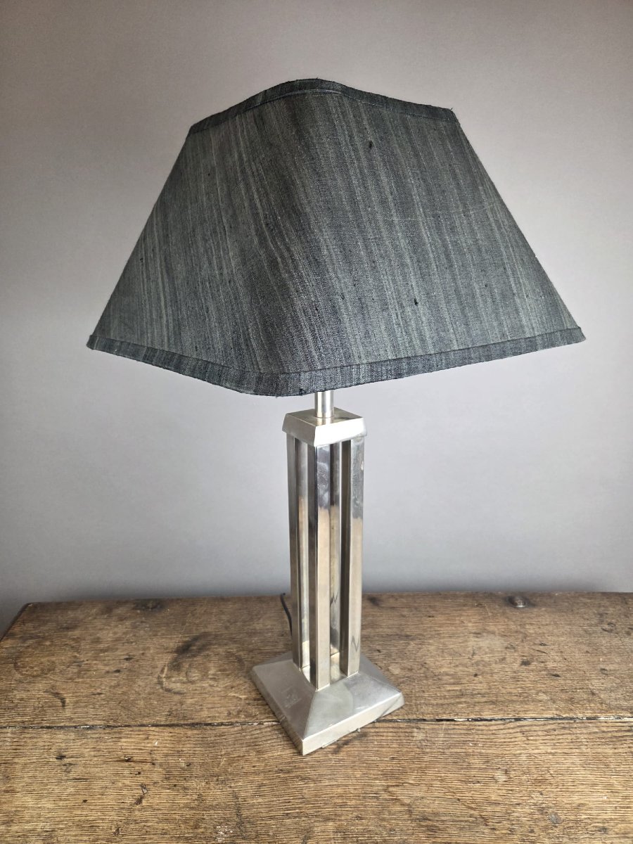 Willy Rizo (in The Style Of) Chrome-plated Metal Lamp, Circa 1970-photo-2