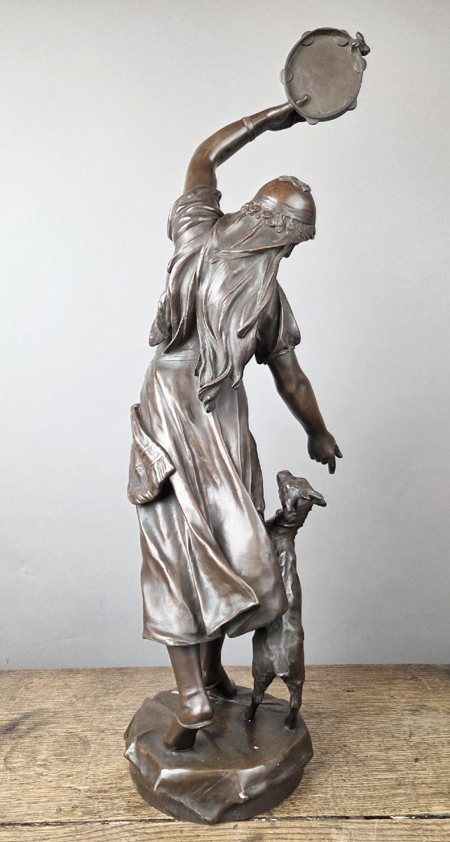 Eugène Marioton, " Esmeralda" , bronze à patine brune, 19th.c-photo-2