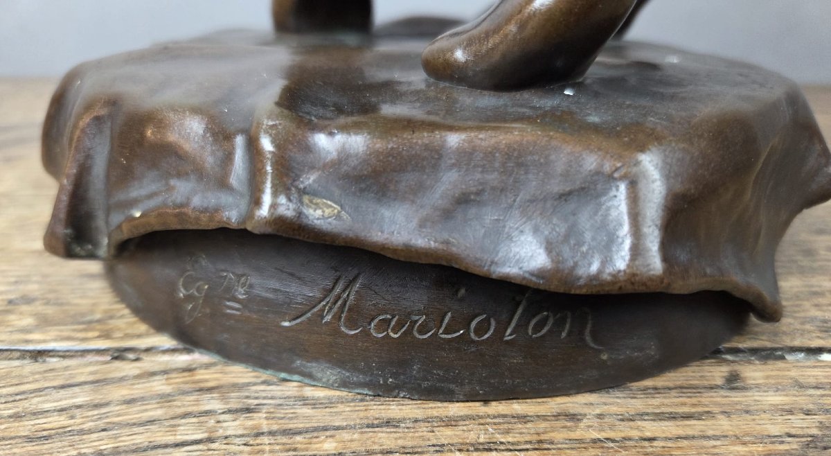 Eugène Marioton, " Esmeralda" , bronze à patine brune, 19th.c-photo-4
