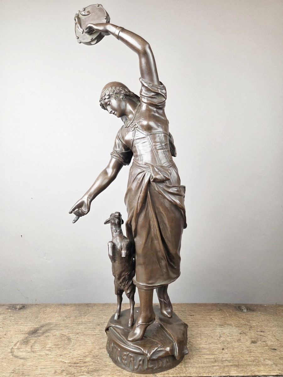 Eugène Marioton, " Esmeralda" , bronze à patine brune, 19th.c