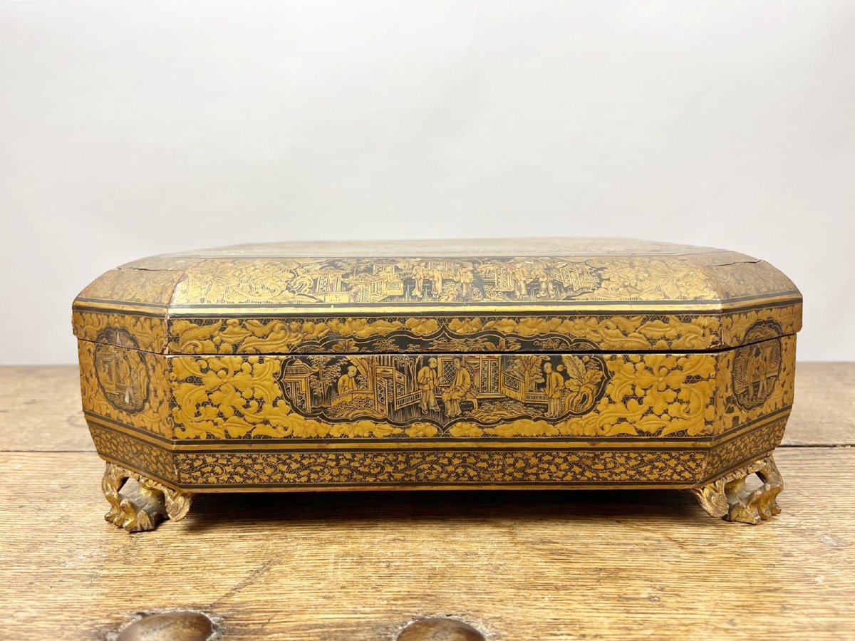 Boîte de jeu chinoise en bois laqué, XIXe siècle-photo-3