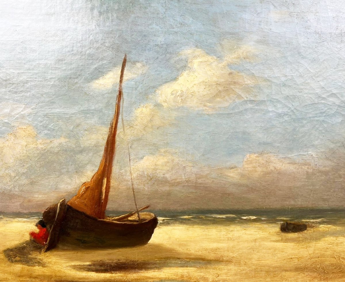 Oil On Canvas "marine", Louis Artan De Saint-martin (1837-1890)-photo-4