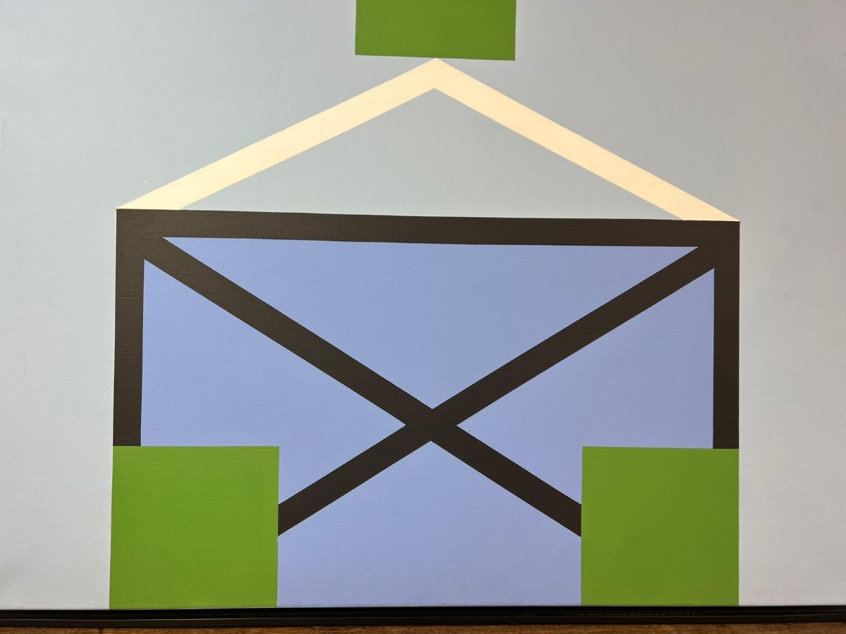 Huile sur toile, " Trois carrés verts", André Goffin 1930-2018-photo-3