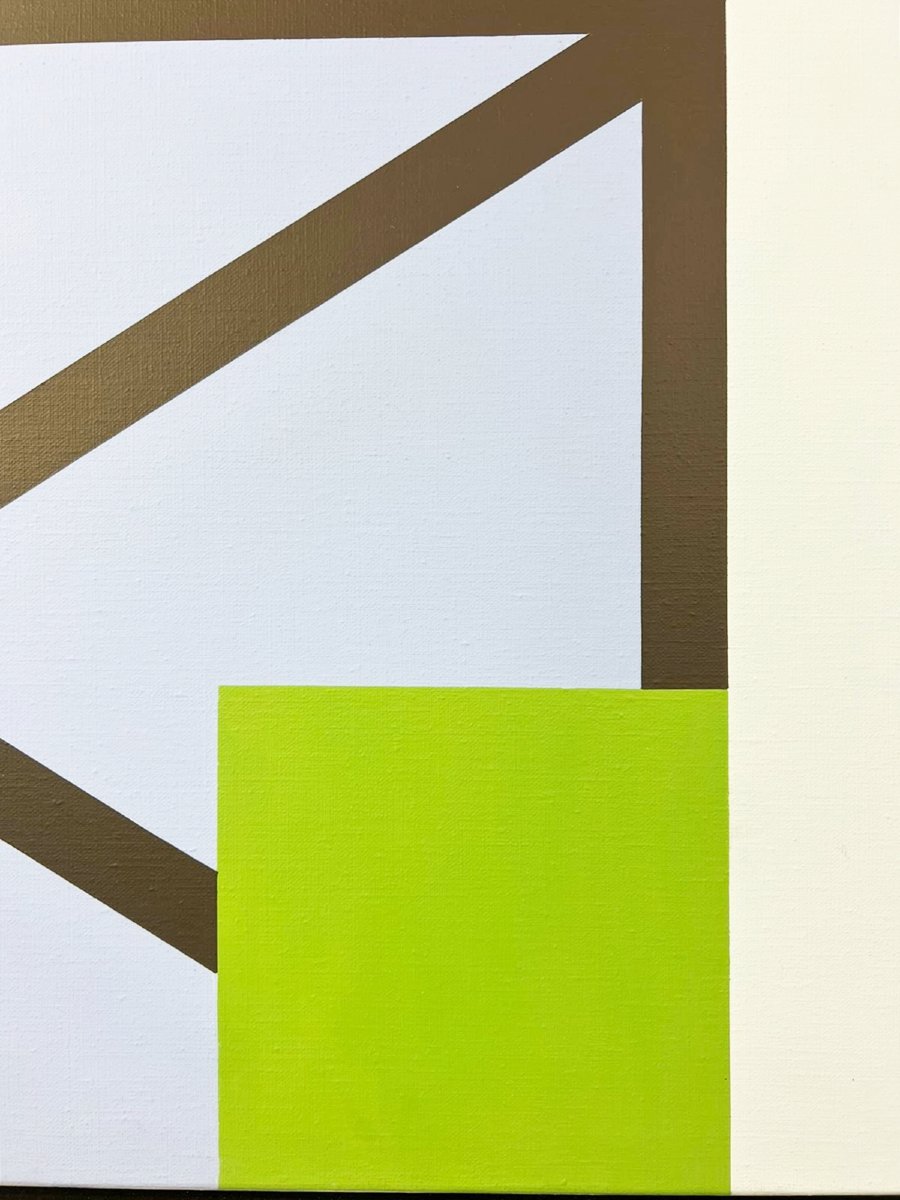 Huile sur toile, " Trois carrés verts", André Goffin 1930-2018-photo-1