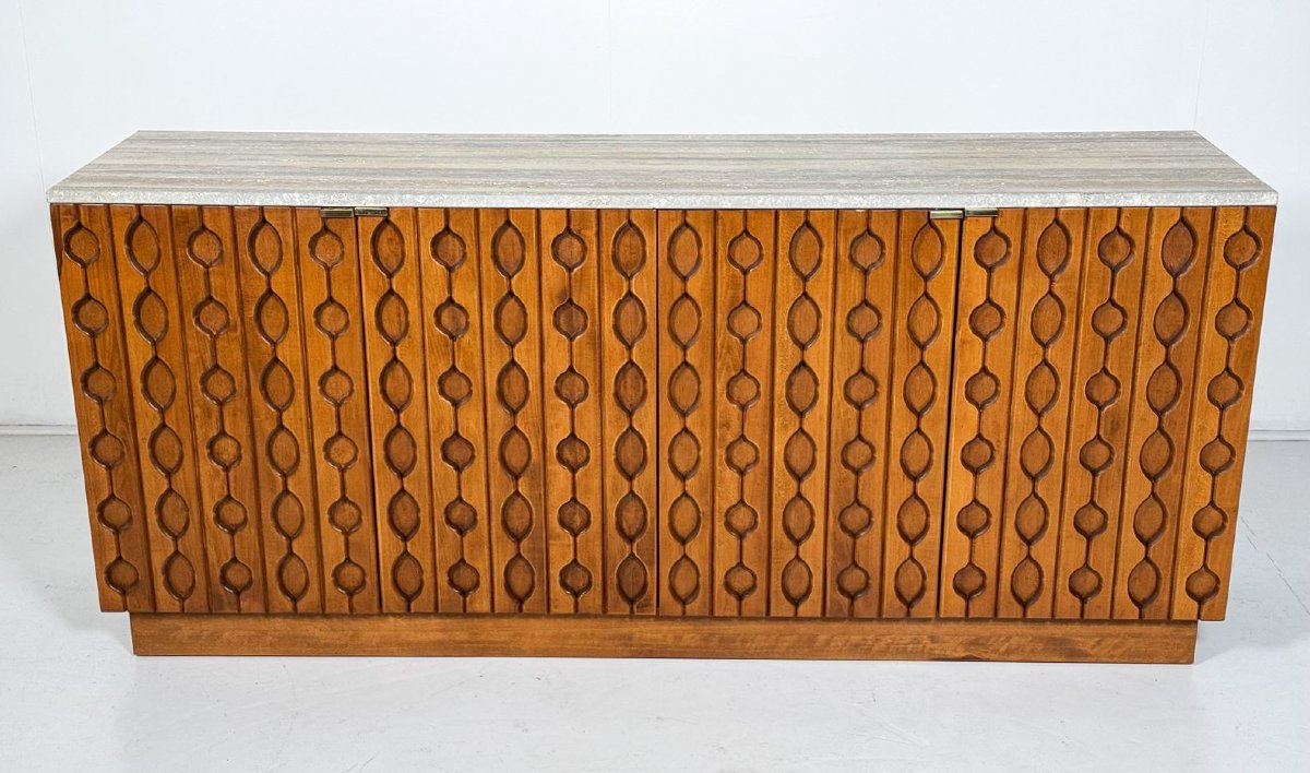 Enfilade contemporaine en bois et travertin, Italie-photo-3