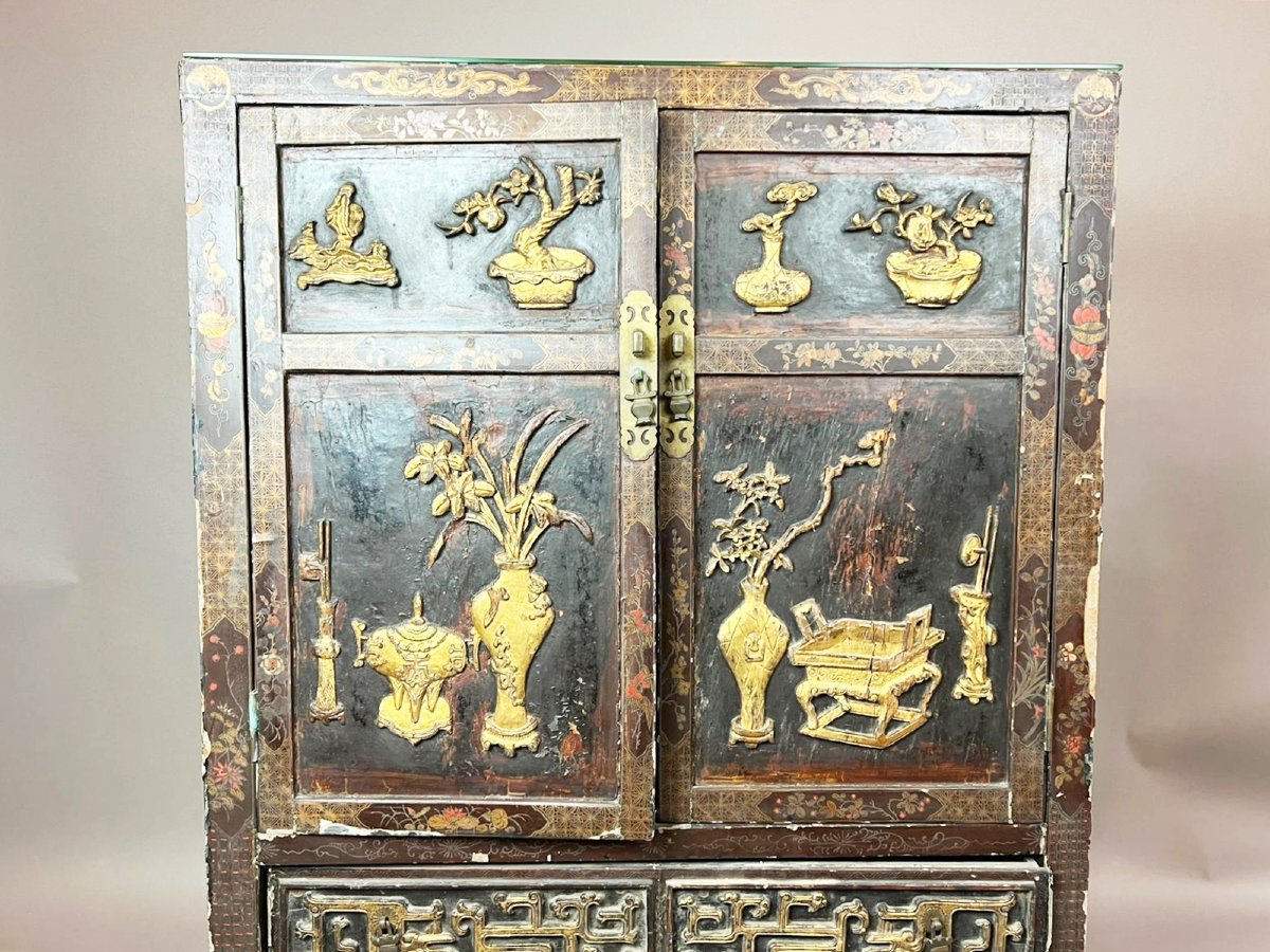 Armoire chinoise en bois laqué, XIXe siècle-photo-2