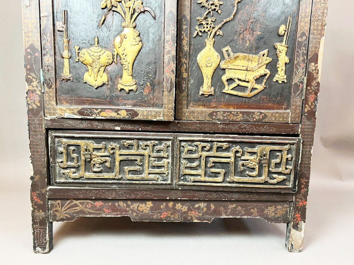 Armoire chinoise en bois laqué, XIXe siècle-photo-3