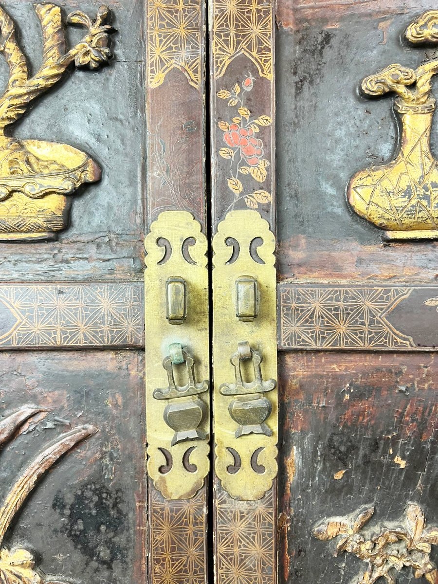 Armoire chinoise en bois laqué, XIXe siècle-photo-1