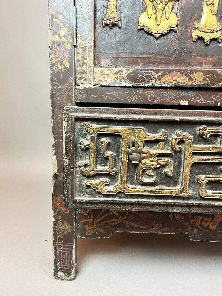 Armoire chinoise en bois laqué, XIXe siècle-photo-4