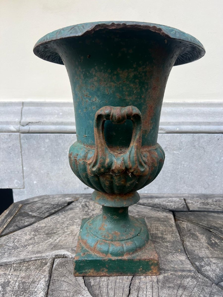 Pair Of Medici Basins In Green Lacquered Cast Iron, 20th-photo-1