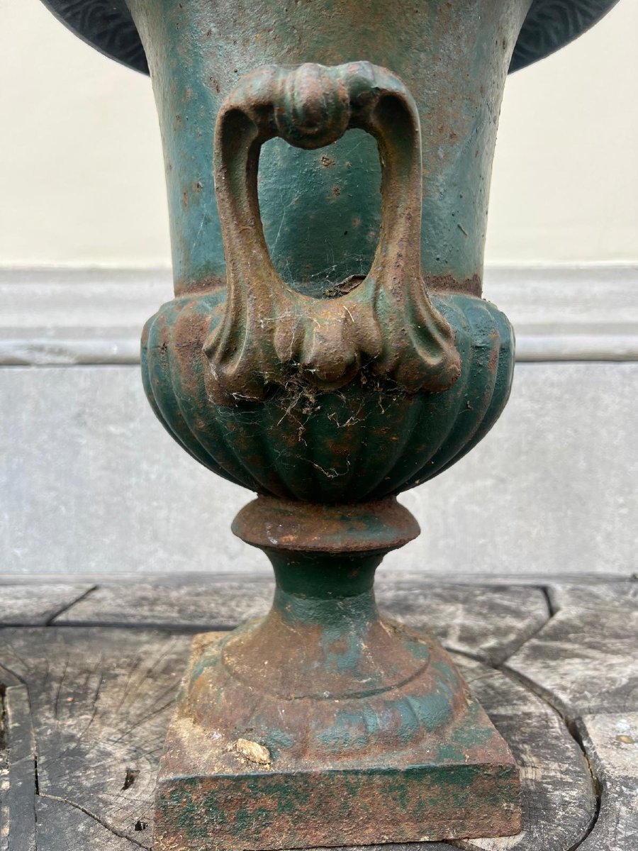 Pair Of Medici Basins In Green Lacquered Cast Iron, 20th-photo-3