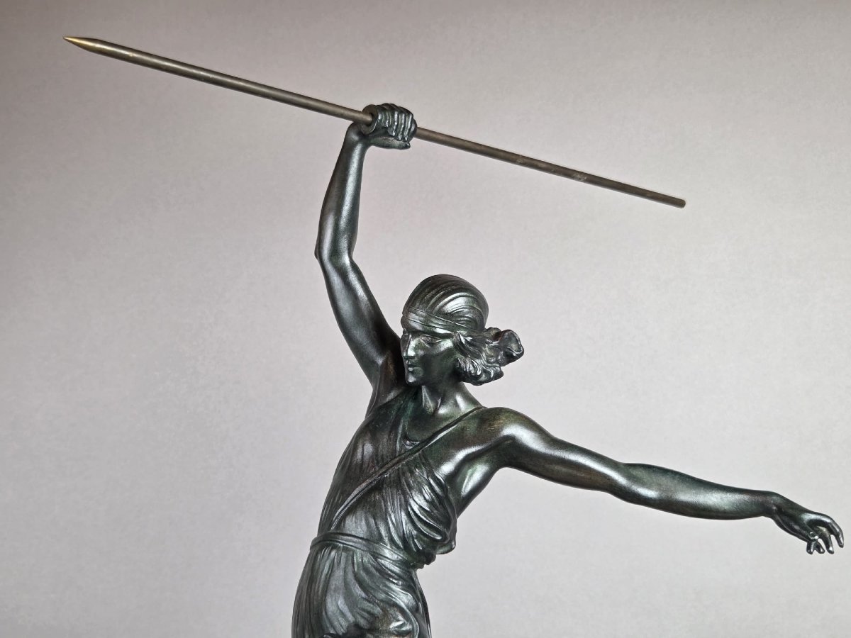 Pierre Le Faguays, Max Le Verrier Bronze With Green Patina -photo-3