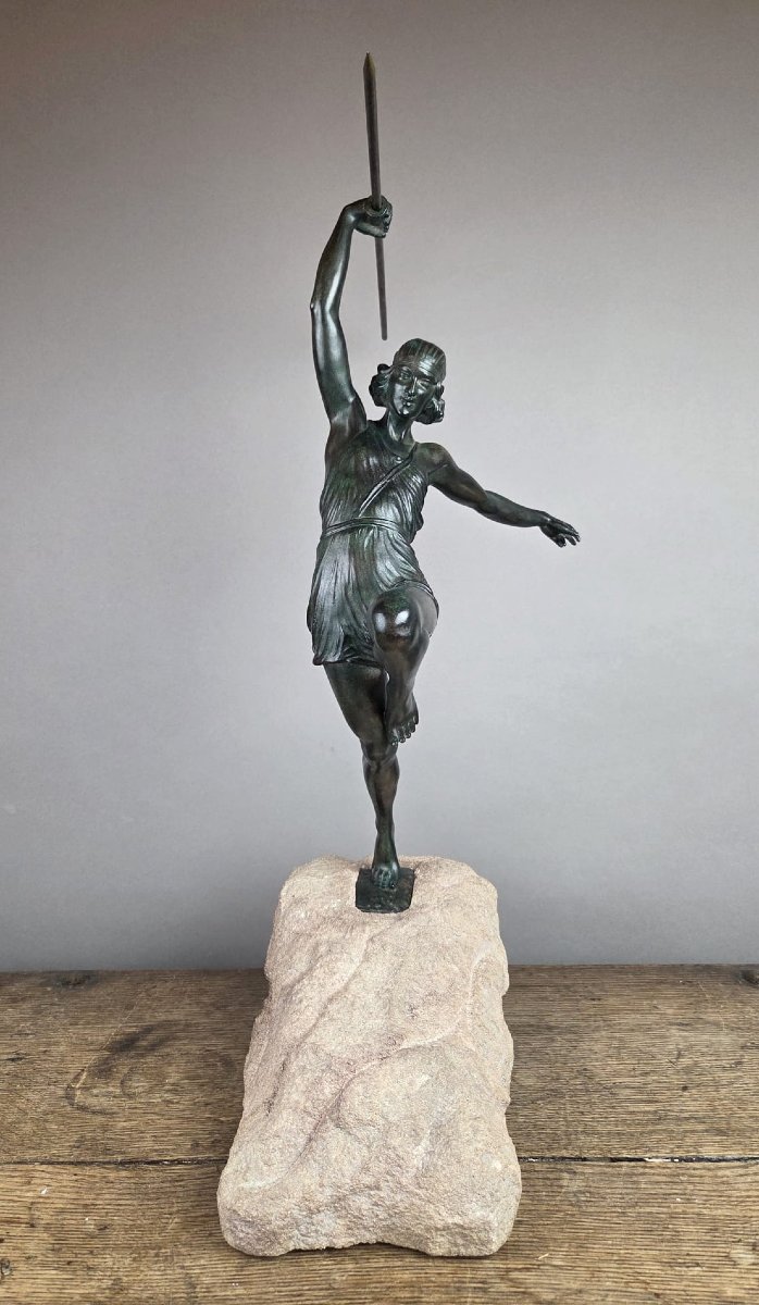 Pierre Le Faguays, Max Le Verrier Bronze With Green Patina -photo-1