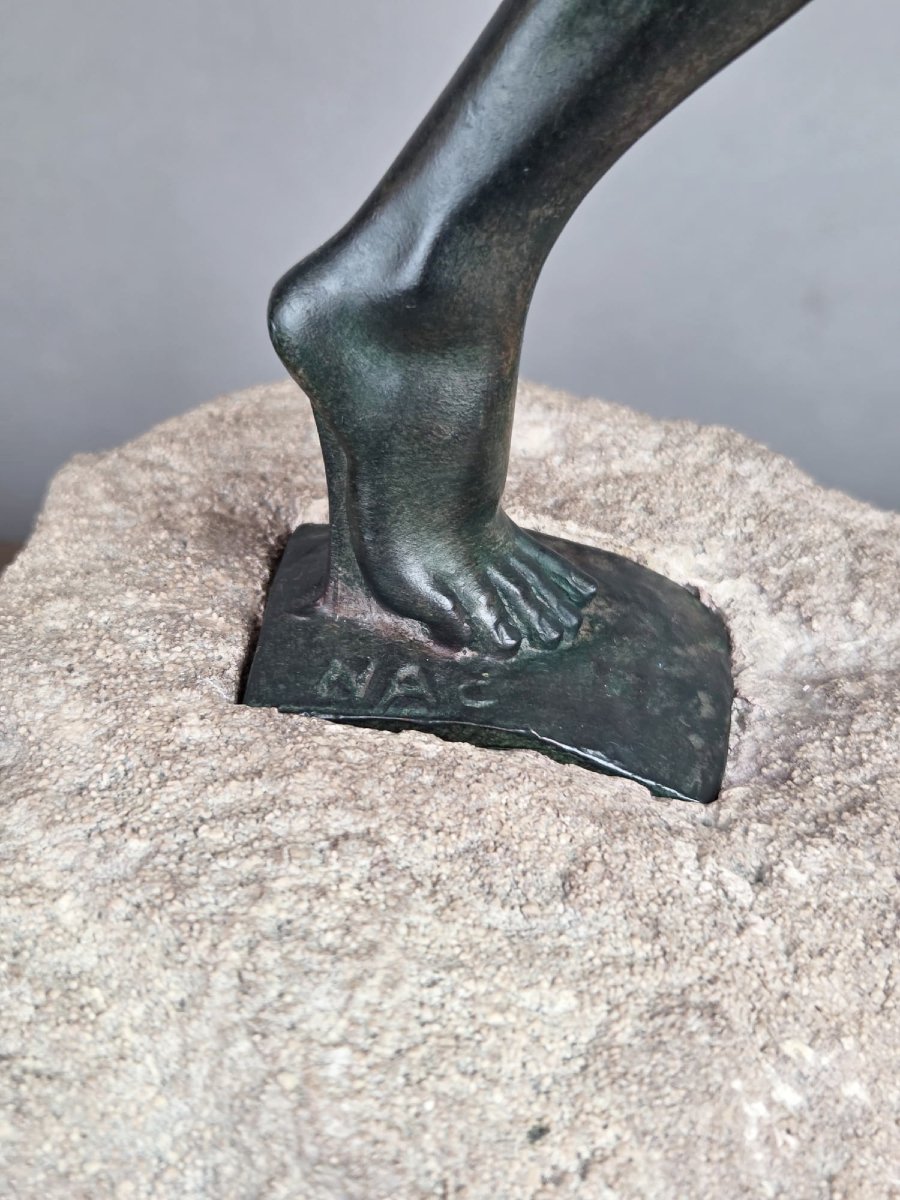 Pierre Le Faguays, Max Le Verrier Bronze With Green Patina -photo-4