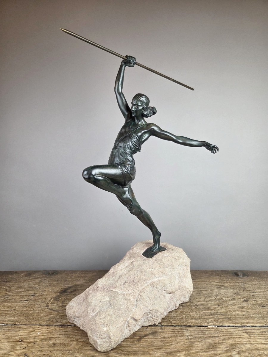 Pierre Le Faguays, Max Le Verrier Bronze With Green Patina 