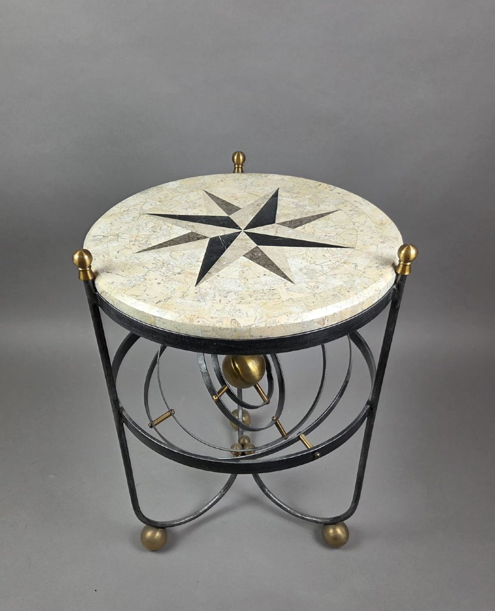 Wrought-iron Side Table With Armillary Sphere, 1970s-photo-2