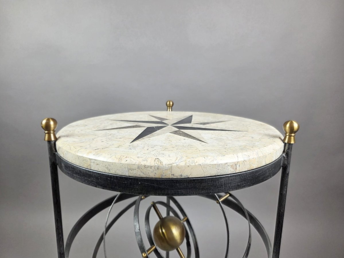 Wrought-iron Side Table With Armillary Sphere, 1970s-photo-2
