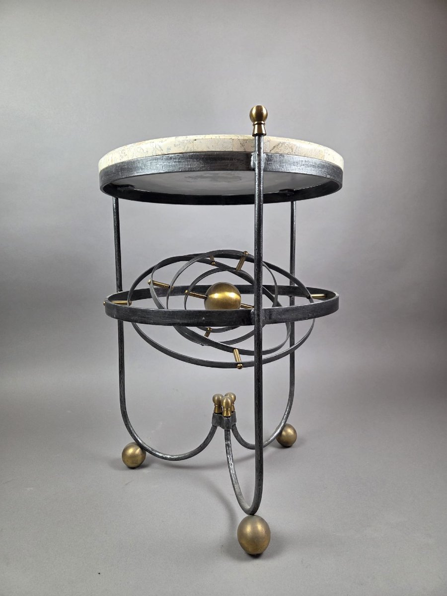 Wrought-iron Side Table With Armillary Sphere, 1970s-photo-5
