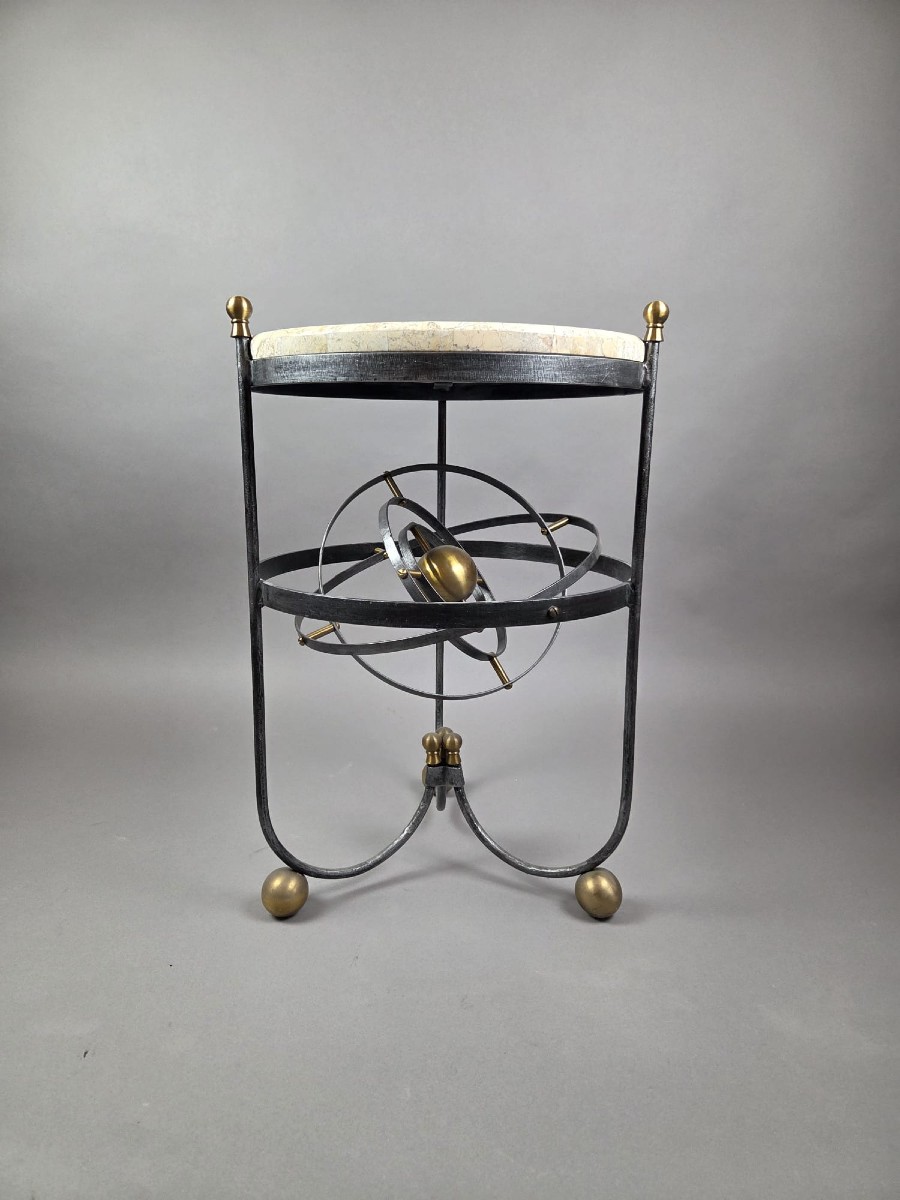Wrought-iron Side Table With Armillary Sphere, 1970s