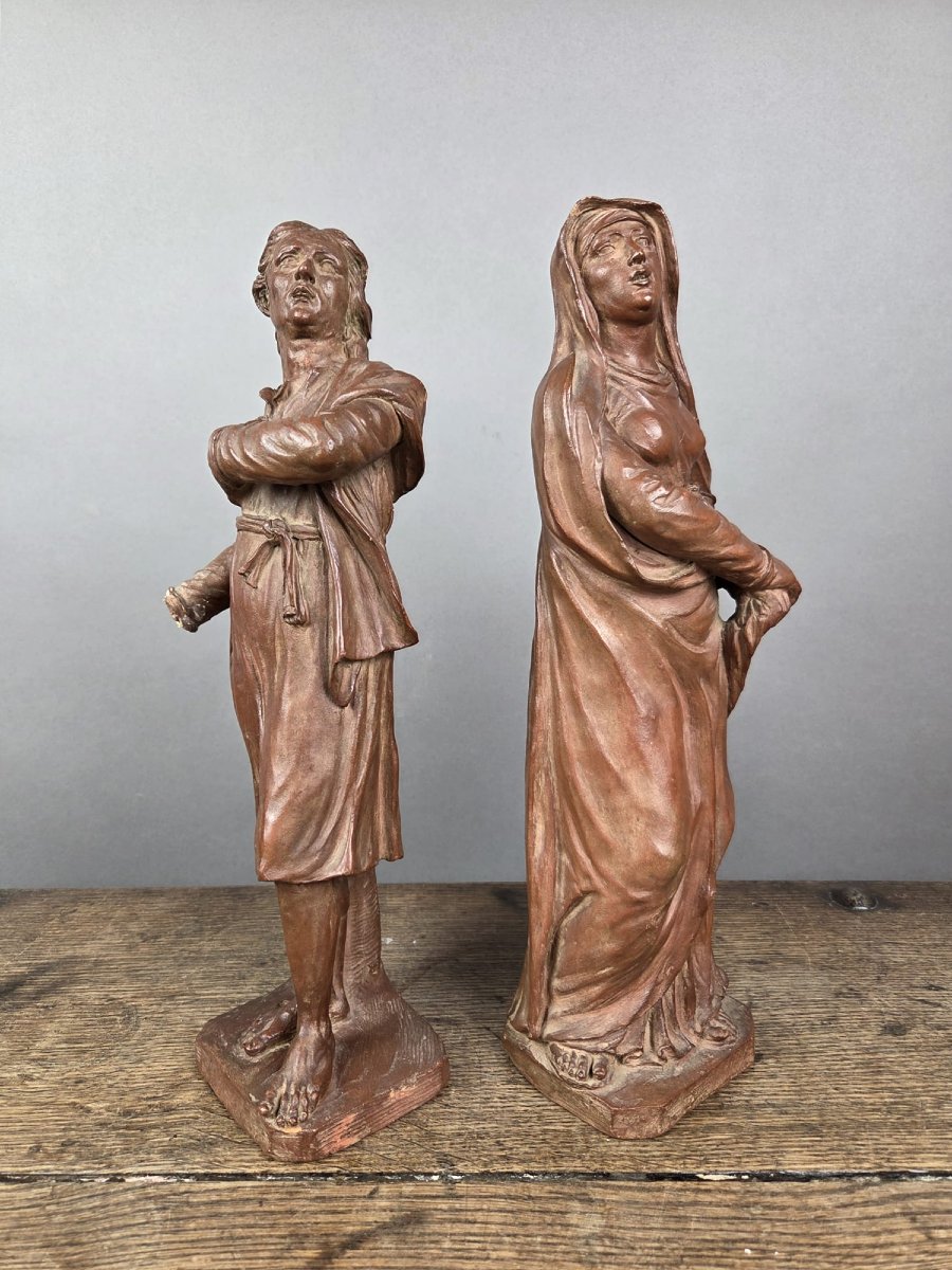 Deux bazzetti en terre cuite, XVIIIe siècle-photo-4
