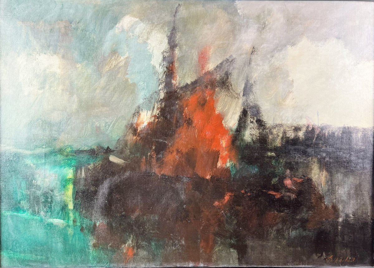 Huile sur toile, "Échoué à la plage", Frédéric de Smet (1876-1948)-photo-2
