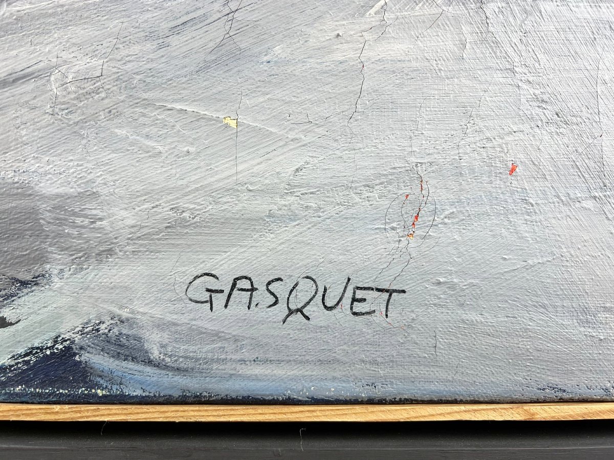 Huile sur toile," Mécanique 5", Maurice Gasquet (1931-2009)-photo-3
