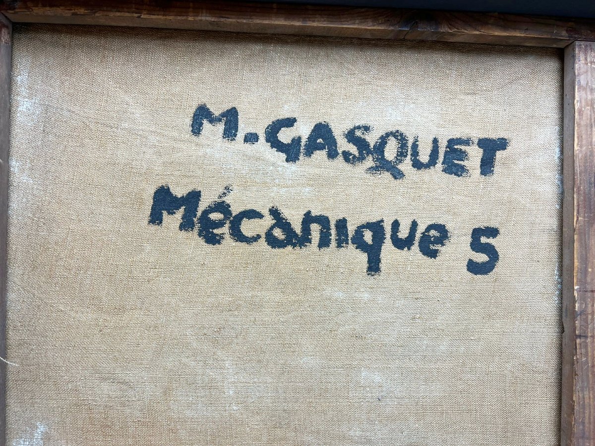 Huile sur toile," Mécanique 5", Maurice Gasquet (1931-2009)-photo-4