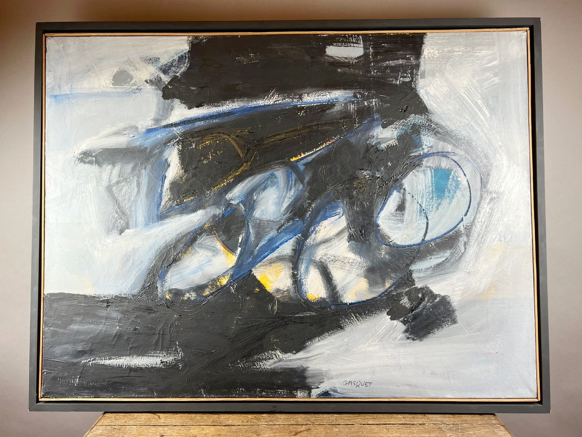 Huile sur toile," Mécanique 5", Maurice Gasquet (1931-2009)