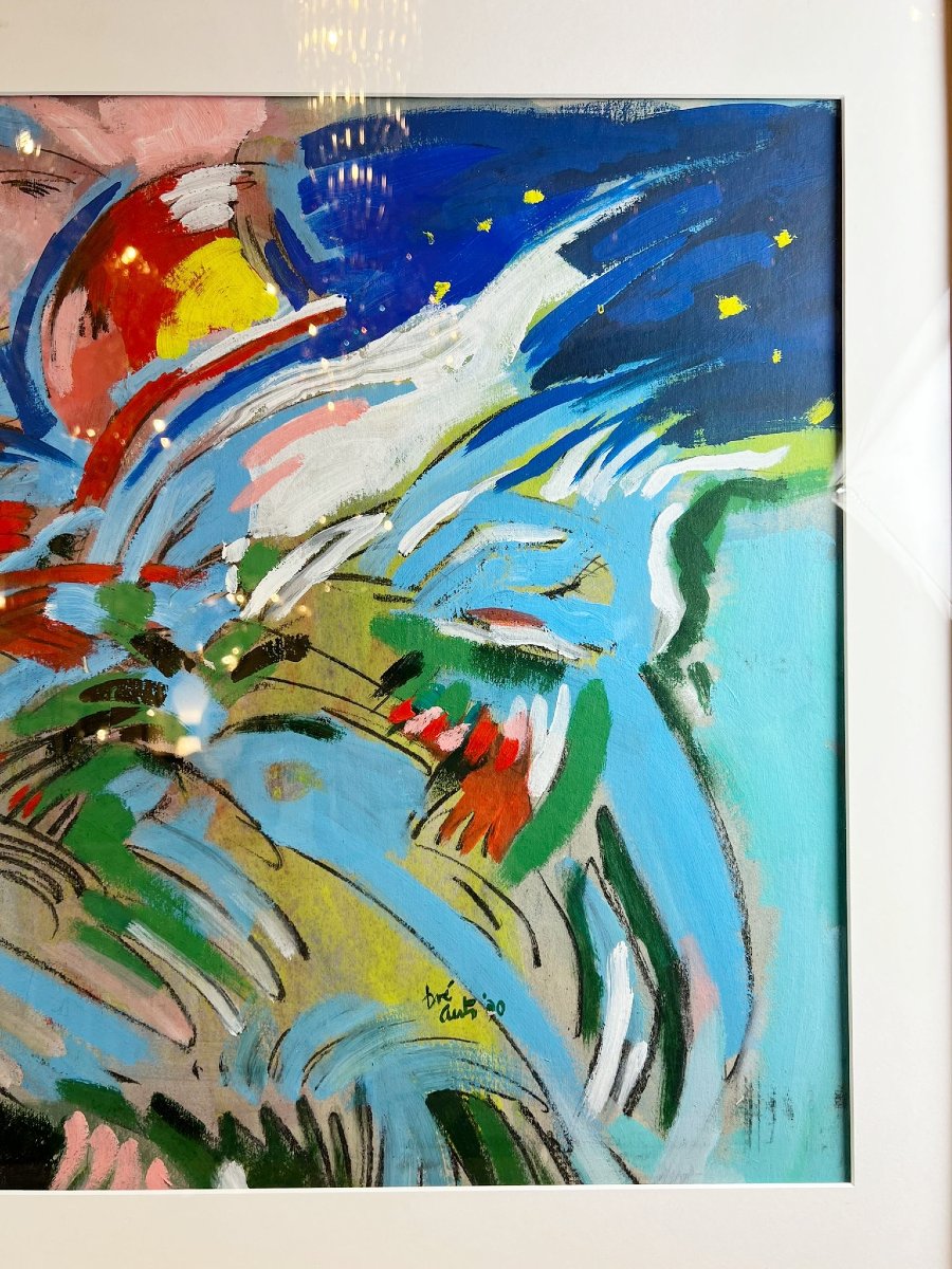 Huile sur carton , Dré Aerts, belge, années 90-photo-2