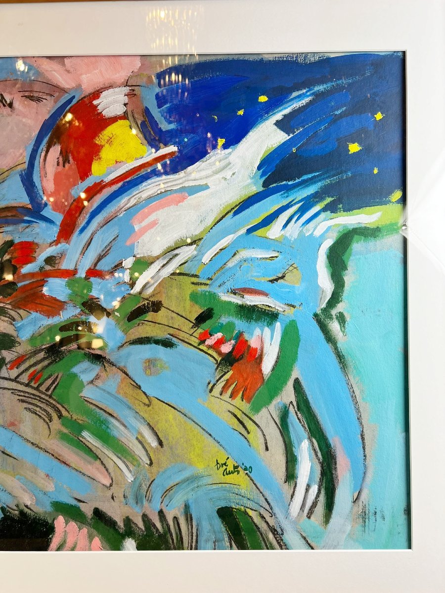 Huile sur carton , Dré Aerts, belge, années 90-photo-2
