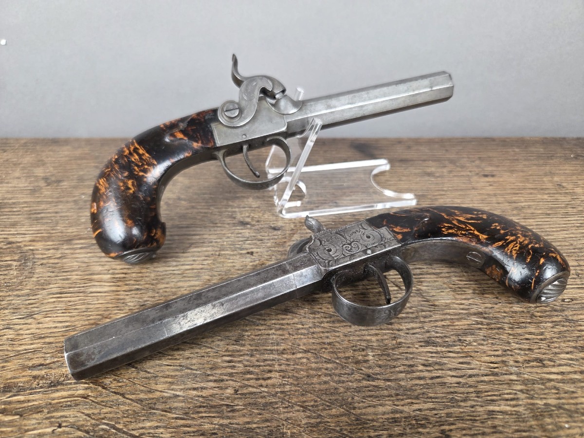Pair Of Box Pistols, Liège Circa 1840