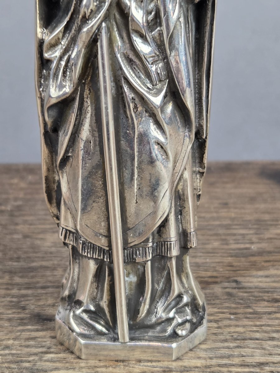 Silver And Bone Bishop Statuette - France - 20th Century-photo-3