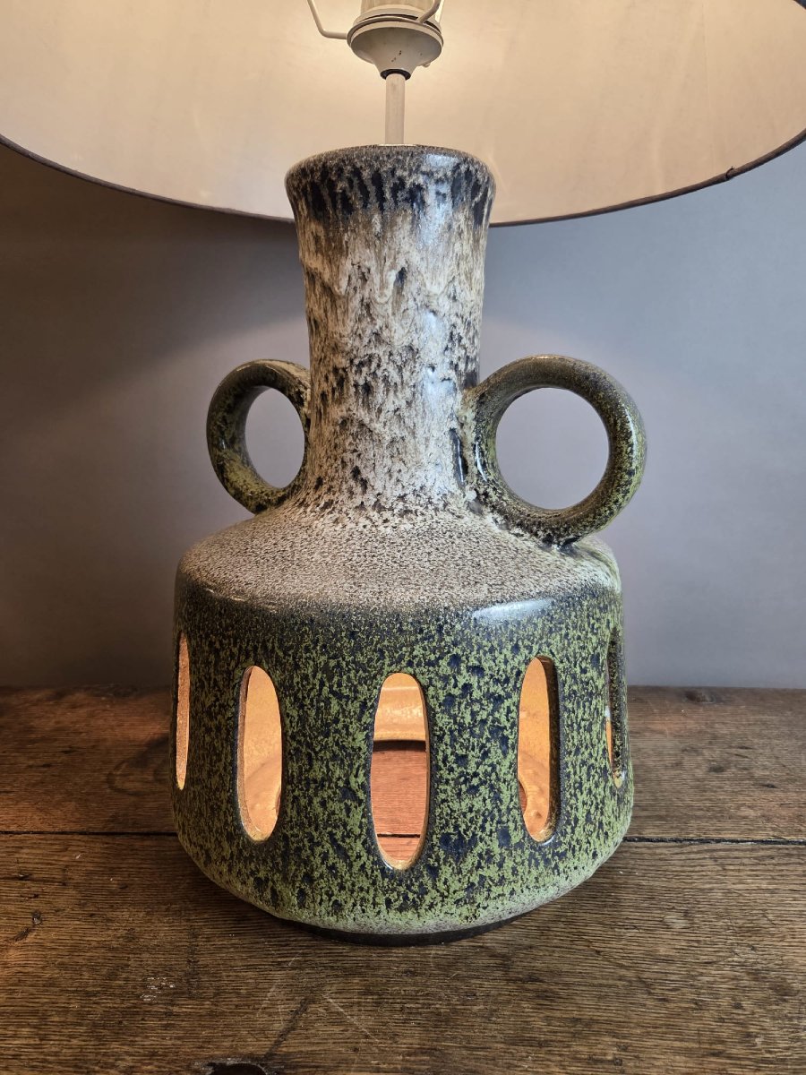 Lampe en céramique vernissée, vers 1970-photo-3
