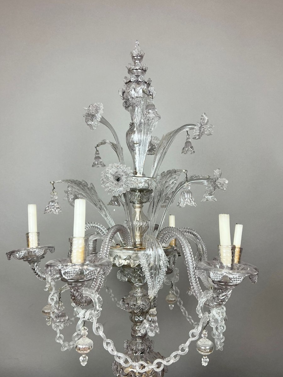 6-arm Candelabra In Murano Glass, 20th Century-photo-2